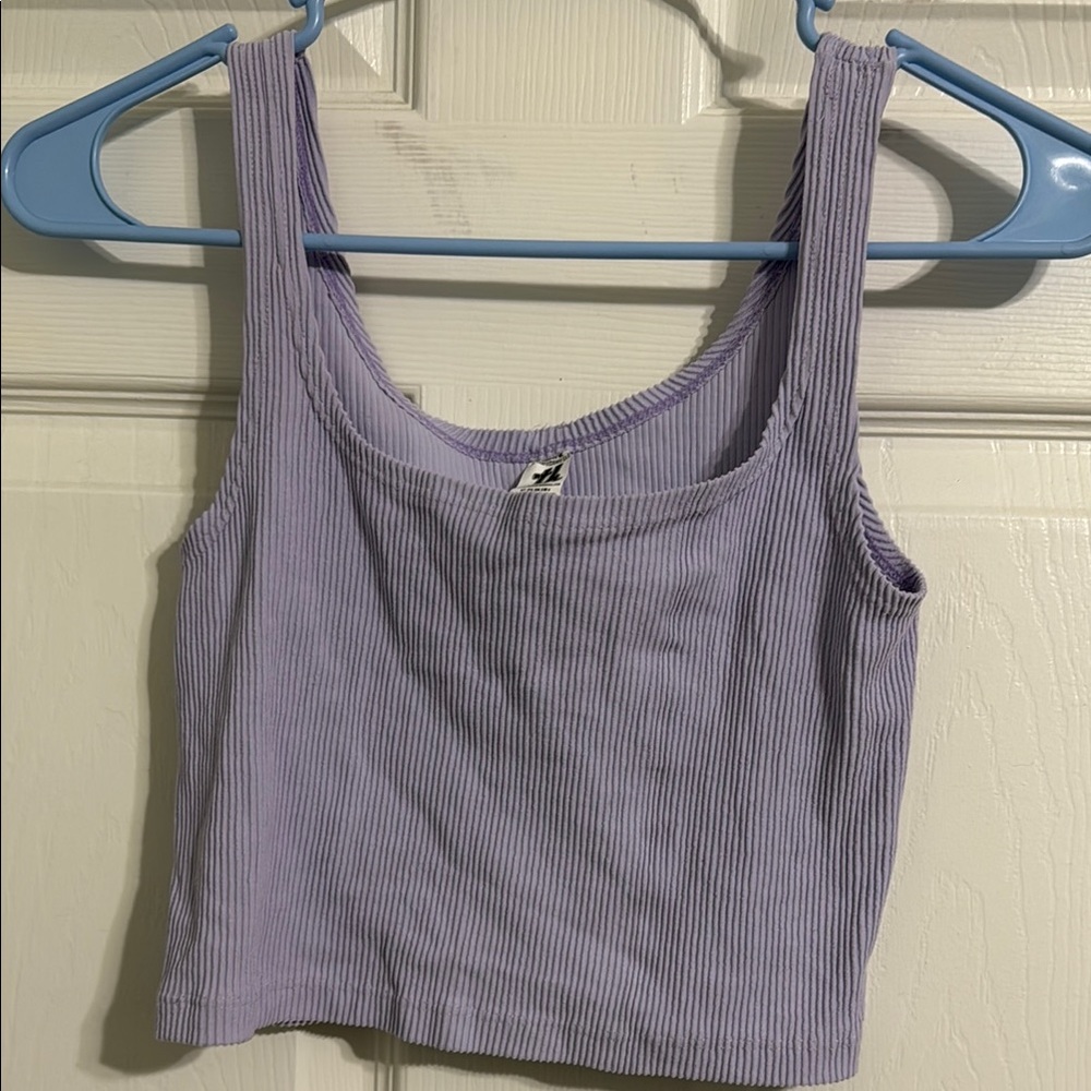 Purple Sleeveless Fitted Crop Tank Top